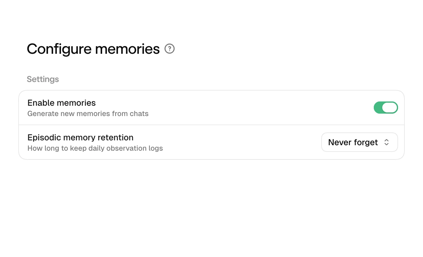 캡처: Settings › Memory › Configure