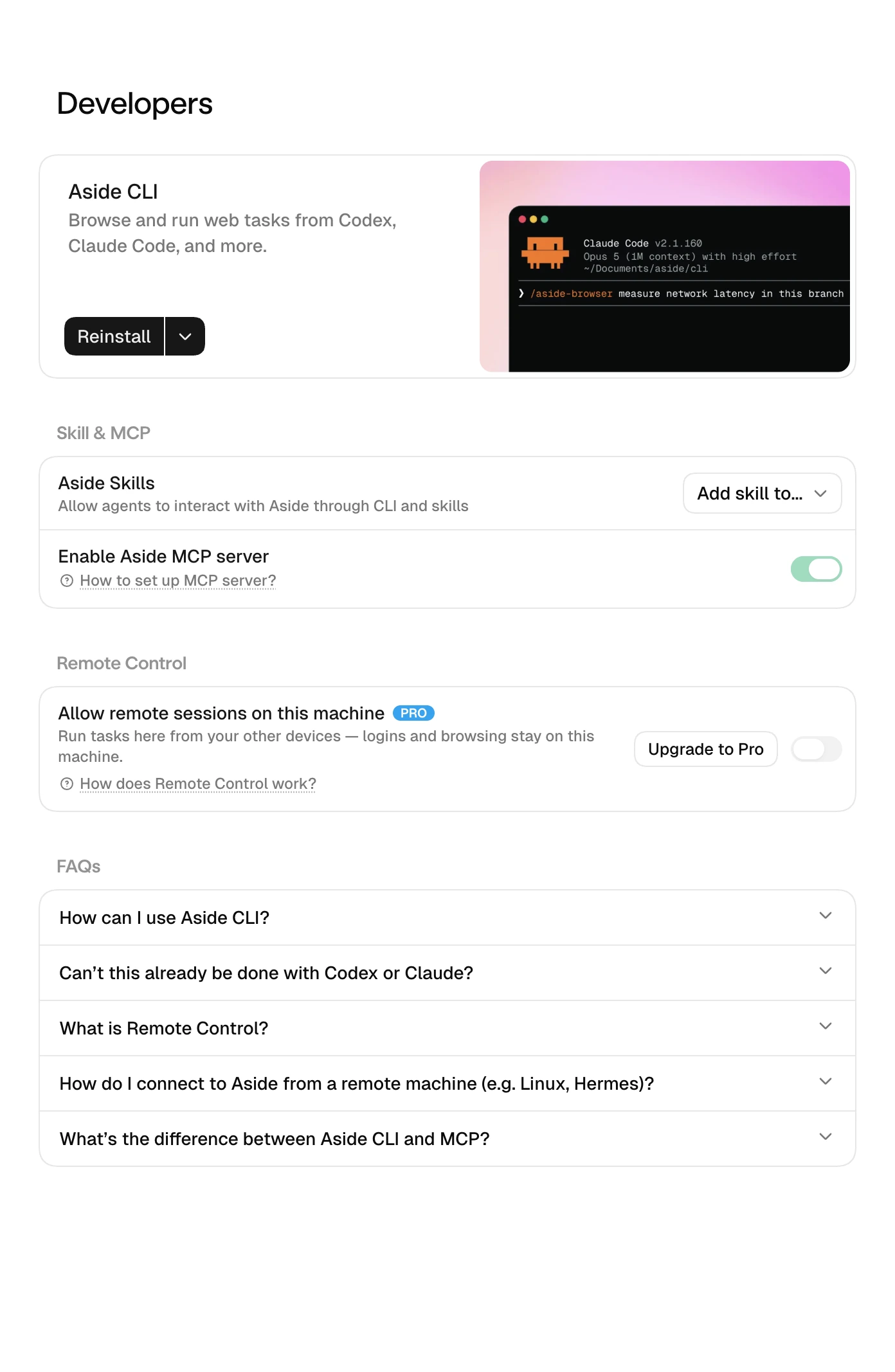 캡처: Settings › Developers